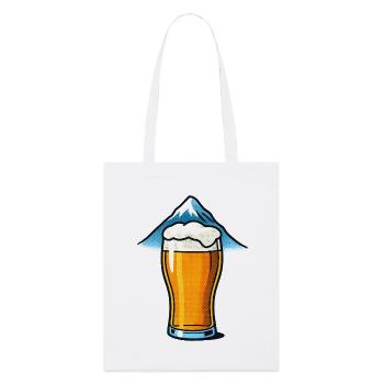 Bierglas vor Berggipfel - Stanley/Stella Bio-Stoffbeutel - Weiß - Vorne