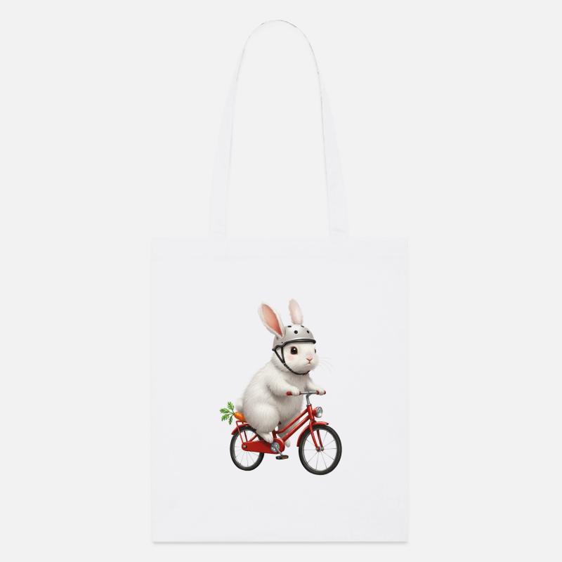 Lapin sur le vélo - Tote bag bio Stanley/Stella - blanc
