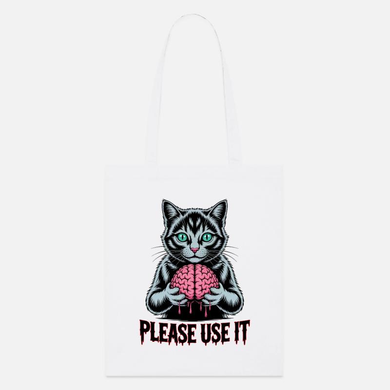 Zombie Cat Please Use It - Stanley/Stella Organic Tote Bag - white