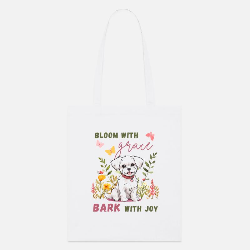 Bloom with grace, bark with joy - Maltese forever - Stanley/Stella Organic Tote Bag - white