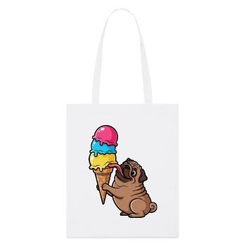 Süßer Mops mit Eis Eiskugel Sommer Cartoon - Stanley/Stella Bio-Stoffbeutel - Weiß - Vorne