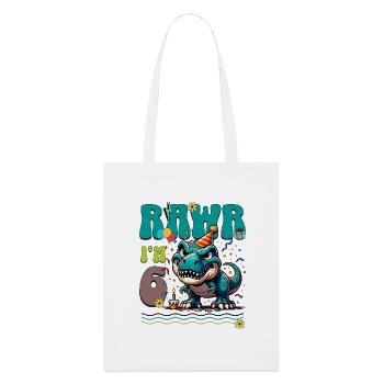 6ème anniversaire Rawr T Rex Dinosaure - Tote bag bio Stanley/Stella - blanc - Devant