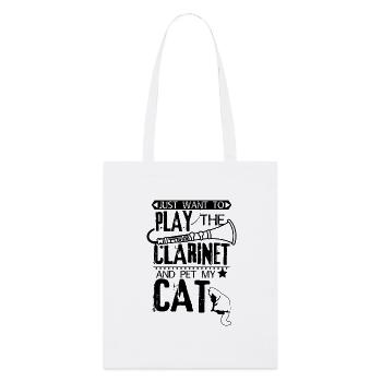 Clarinet cat - Stanley/Stella Organic Tote Bag - white - Front