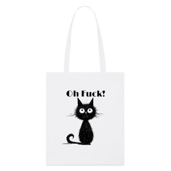 Black funny cat cursing oh fuck - Stanley/Stella Organic Tote Bag - white - Front