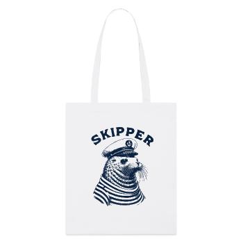 Skipper Seehund - Stanley/Stella Bio-Stoffbeutel - Weiß - Vorne