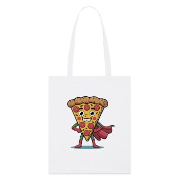 Witziges Pizza Cartoon Pizzastück Design - Stanley/Stella Bio-Stoffbeutel - Weiß - Vorne