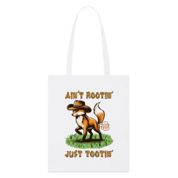 Fox Ain't Rootin' Just Tootin' Funny Animals - Stanley/Stella Bio-Stoffbeutel - Weiß - Vorne