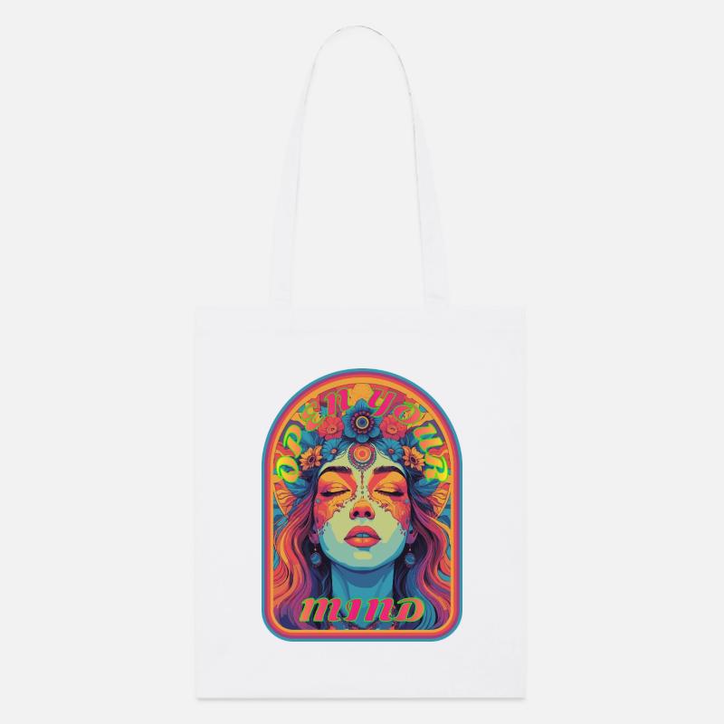 Kandi EDM Open Your Mind Psychedelic Bloom - Stanley/Stella Organic Tote Bag - white