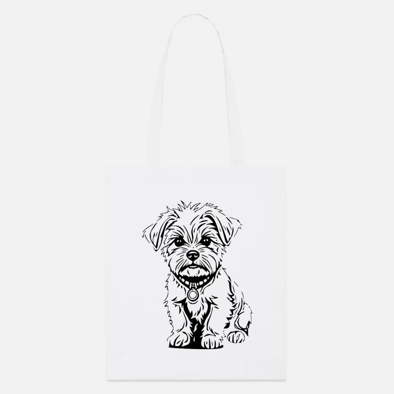 Le petit chien noir mignon - Tote bag bio Stanley/Stella - blanc