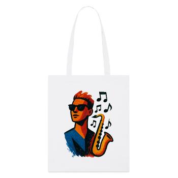 Saxophon – Jazz – Musik - Stanley/Stella Bio-Stoffbeutel - Weiß - Vorne