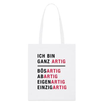 Spruch, Ich bin ganz artig - Stanley/Stella Bio-Stoffbeutel - Weiß - Vorne