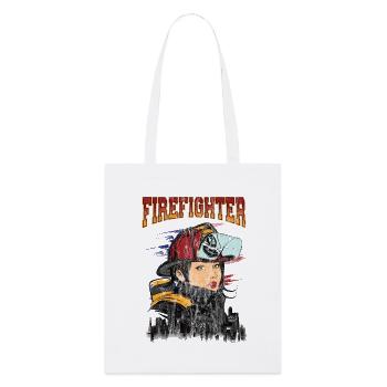 Jolie femme POMPIER - Sexy Firemen cadeau - Tote bag bio Stanley/Stella - blanc - Devant