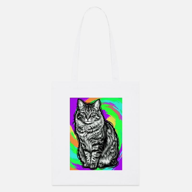 cat - Stanley/Stella Organic Tote Bag - white