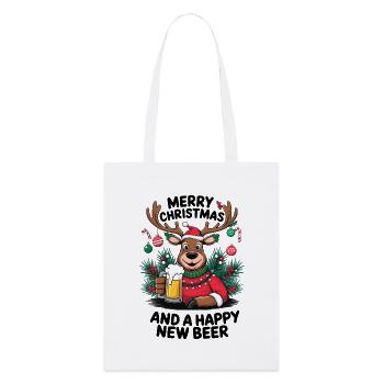 Rentier Bier Weihnachten Neujahr Silvester lustig - Stanley/Stella Bio-Stoffbeutel - Weiß - Vorne
