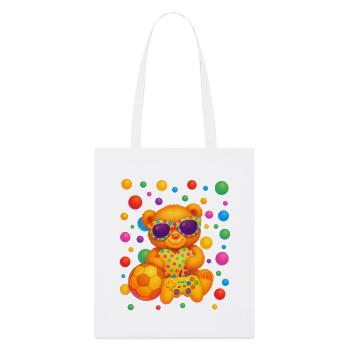 Lebendige Teddy-Gamer-Party-Kunst - Stanley/Stella Bio-Stoffbeutel - Weiß - Vorne