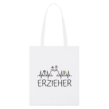 Erzieher Herzschlag Herz Kinder Kind Beruf EKG - Stanley/Stella Bio-Stoffbeutel - Weiß - Vorne