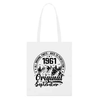1961 September Original 63 Jahre Geburtstagsgeschenk - Stanley/Stella Bio-Stoffbeutel - Weiß - Vorne