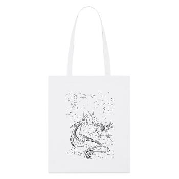 T-shirt ou sac à colorier, dragon - Tote bag bio Stanley/Stella - blanc - Devant