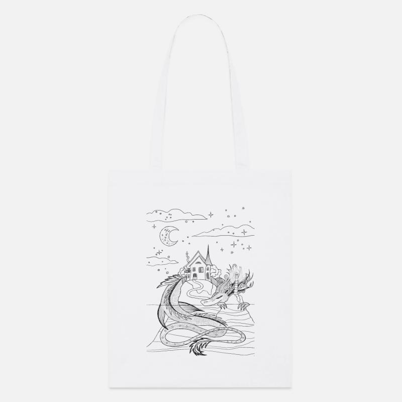 T-Shirt oder Tasche zum Ausmalen, Drache - Stanley/Stella Bio-Stoffbeutel - Weiß