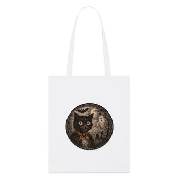 Creepy cats with ghost moon - Stanley/Stella Organic Tote Bag - white - Front