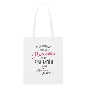 Princesse et ambulancière - ambulanciere - Tote bag bio Stanley/Stella - blanc - Devant