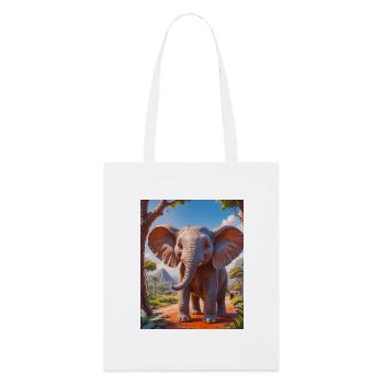 Super süße afrikanische Tiere – Elefant - Stanley/Stella Bio-Stoffbeutel - Weiß - Vorne