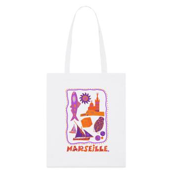 Marseille rétro - voyage et méditerranée - Tote bag bio Stanley/Stella - blanc - Devant