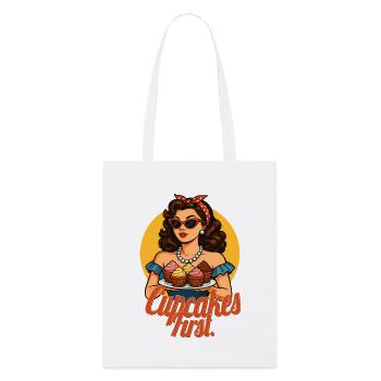 Cupcakes First Retro Pin Up Design - Stanley/Stella Bio-Stoffbeutel - Weiß - Vorne