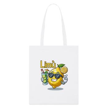 Lemon Character mit Sonnenbrille und Cocktail - Stanley/Stella Bio-Stoffbeutel - Weiß - Vorne