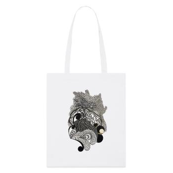 Black and White Decorative Waves Pattern - Stanley/Stella Organic Tote Bag - white - Front