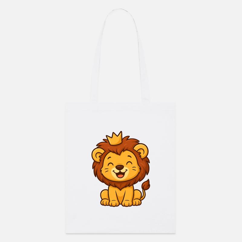 Mignon Roi Lion avec Couronne - Tote bag bio Stanley/Stella - blanc