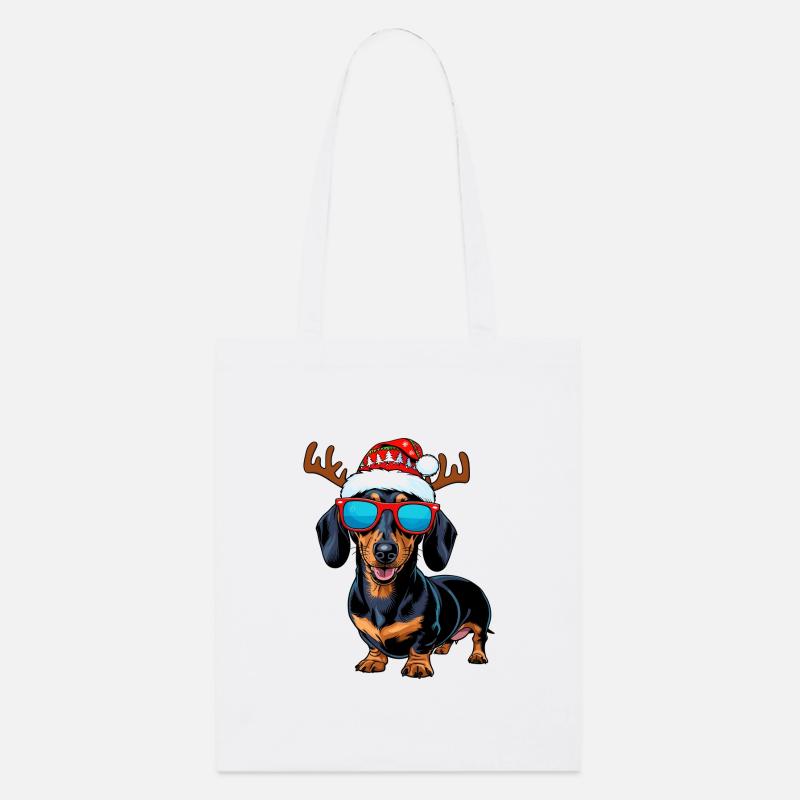 Weihnachts Dackel Hund - Stanley/Stella Bio-Stoffbeutel - Weiß