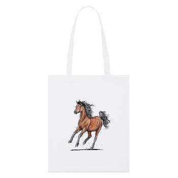 Braunes Pferd Galopp - Stanley/Stella Bio-Stoffbeutel - Weiß - Vorne