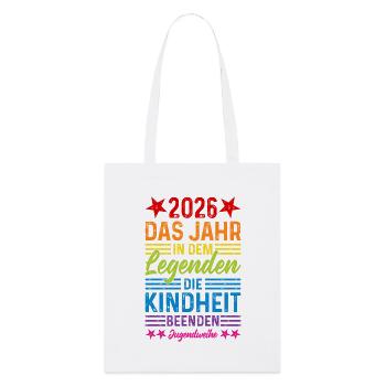 2026 Das Jahr in dem Legenden die Kindheit beenden - Stanley/Stella Bio-Stoffbeutel - Weiß - Vorne