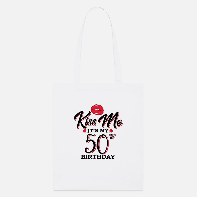 Embrasse-moi c est mon 50e anniversaire - Tote bag bio Stanley/Stella - blanc