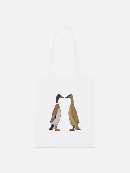 Ente und Ente - Stanley/Stella Bio-Stoffbeutel - Weiß