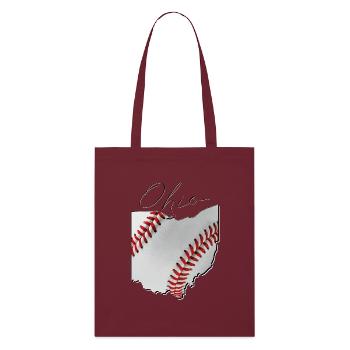 Ohio (United States) | real baseball | Map Script - Stanley/Stella Organic Tote Bag - burgundy - Front
