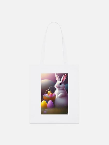 Osterhase mit Oster Eier - Stanley/Stella Bio-Stoffbeutel - Weiß