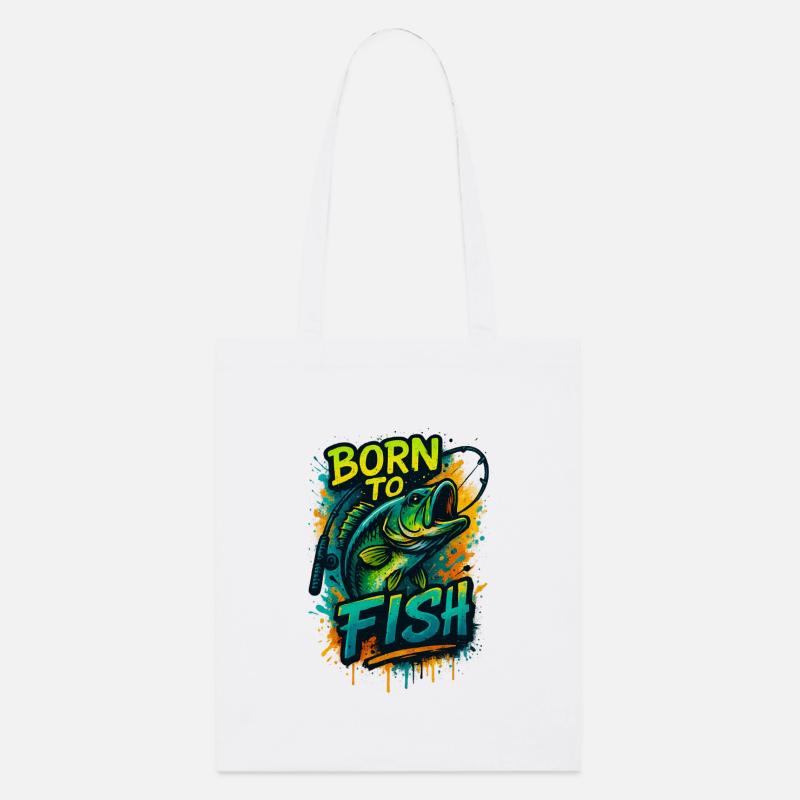 Born to Fish – Conception de poisson à l’hameçon - Tote bag bio Stanley/Stella - blanc