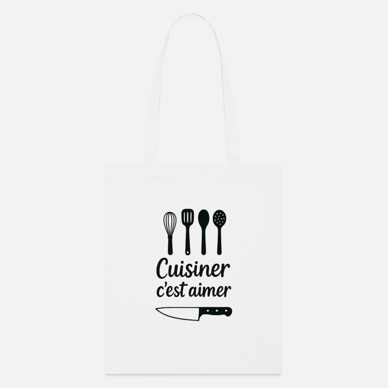 Cuisiner c’est aimer : déco cuisine - Tote bag bio Stanley/Stella - blanc