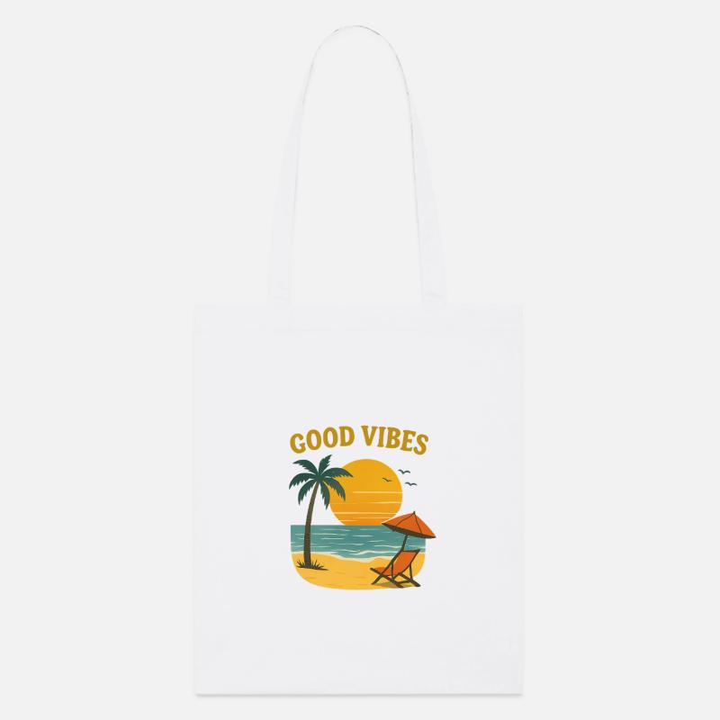 Motif de plage de coucher de soleil - Tote bag bio Stanley/Stella - blanc