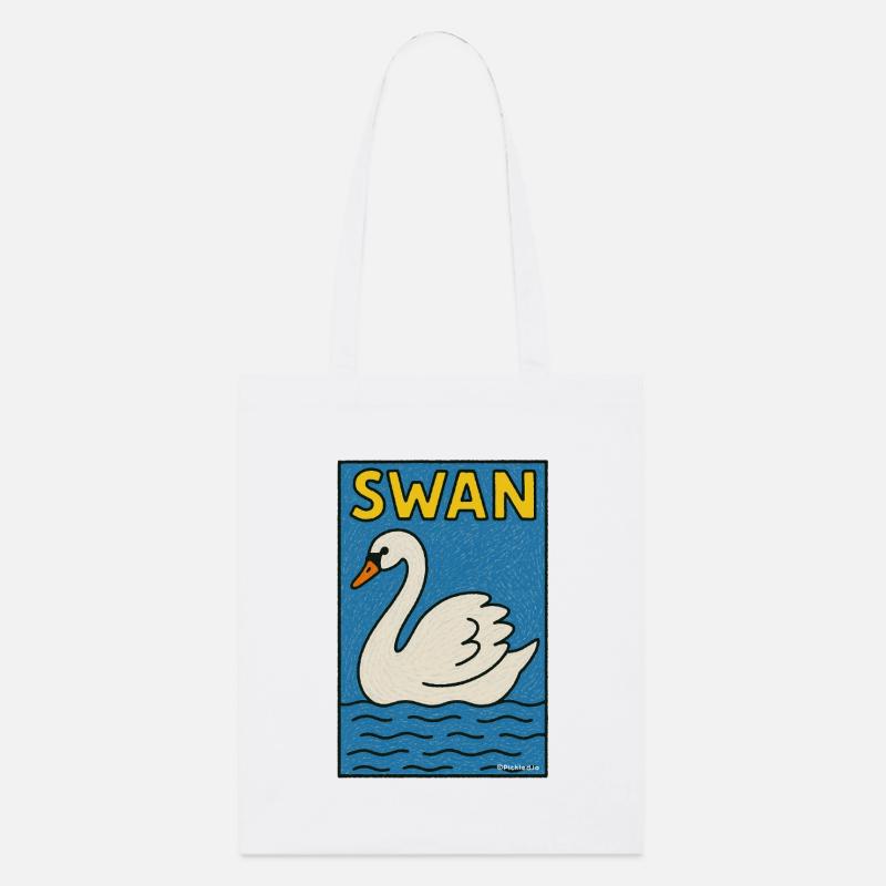 Elegante Schwan-Illustration - Stanley/Stella Bio-Stoffbeutel - Weiß