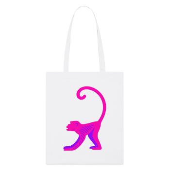 Neon Pink Monkey - Stanley/Stella Bio-Stoffbeutel - Weiß - Vorne