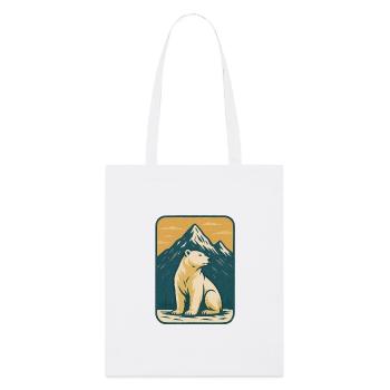 Polar bear in front of mountain landscape - Stanley/Stella Organic Tote Bag - white - Front