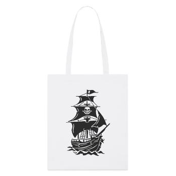 Spukende Piratenschiff-Silhouette - Stanley/Stella Bio-Stoffbeutel - Weiß - Vorne