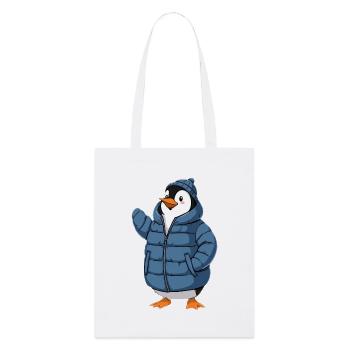 Pingouin en veste d’hiver bleue - Tote bag bio Stanley/Stella - blanc - Devant