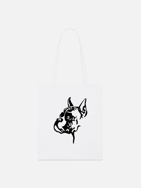 Docked boxer head - Stanley/Stella Organic Tote Bag - white