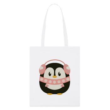 Süßer Pinguin in Pink - Stanley/Stella Bio-Stoffbeutel - Weiß - Vorne
