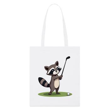 Raccoon playing golf - Stanley/Stella Organic Tote Bag - white - Front