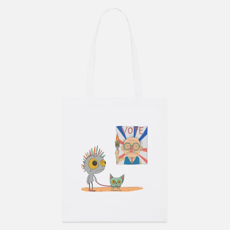 Petit PUNKer devant une affiche de Marine Le Pen - Tote bag bio Stanley/Stella - blanc